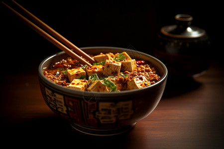 碗里的麻婆豆腐背景图片