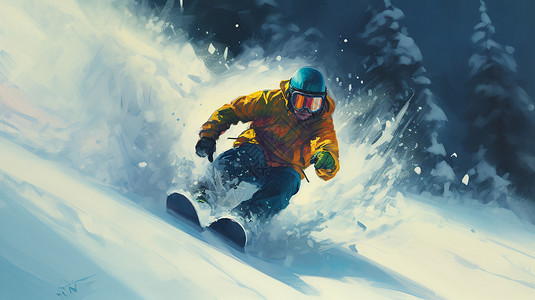 雪山极限滑雪挑战背景图片