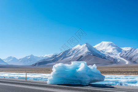 冰山蓝天美丽的雪山景色设计图片