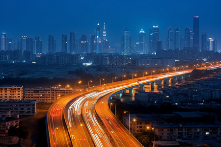 城市高架桥夜景背景图片