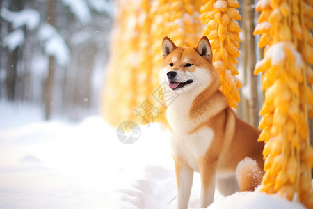 雪地里的狗小雪玉米狗高清图片
