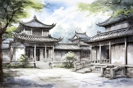 传统的中式建筑背景图片
