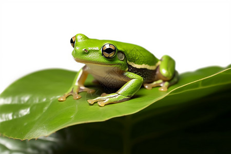 拿着荷叶青蛙绿色的树蛙背景