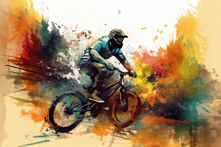 健身员一位骑手在表演技巧的画插画