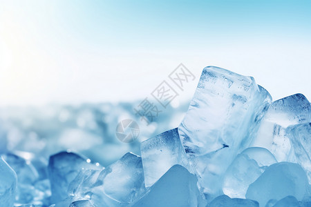 解暑佳品蓝色的冰块设计图片