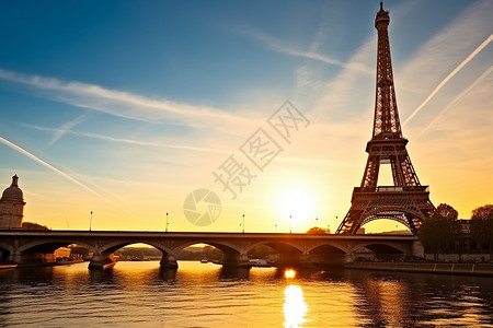 巴黎阳光巴黎铁塔建筑背景