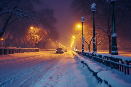 白雪皑皑的街道图片