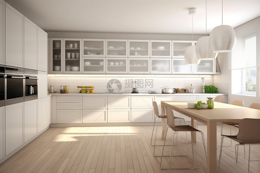 现代化的白色厨房图片