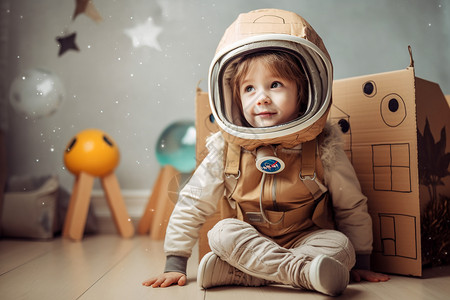 小孩穿着太空服图片