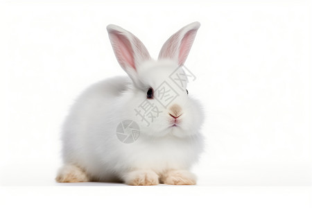 毛绒的白兔背景图片
