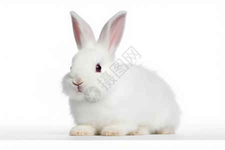 一只5周龄的白兔高清图片