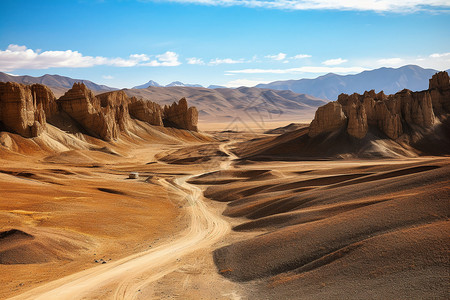 茫茫的大漠公路高清图片