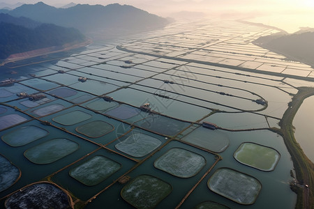 大规模的水产养殖背景图片