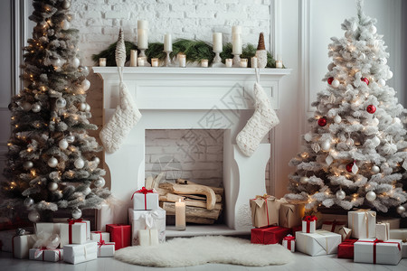 圣诞树布置的房间背景图片