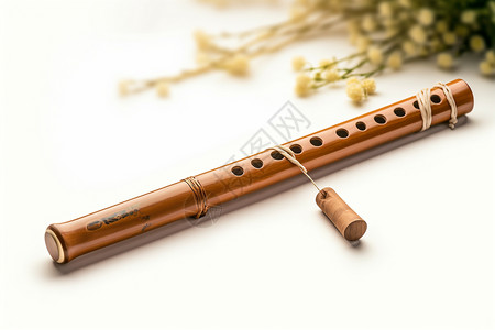 一根彩色长笛竹子做的笛子背景