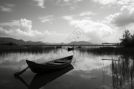 黑白的湿地公园背景图片