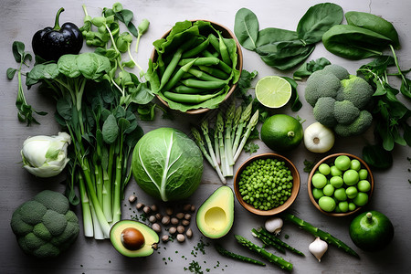 饮食管理健康的绿色蔬菜背景