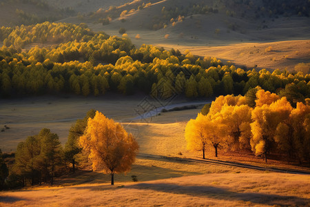 秋天的风景丘陵东沟高清图片