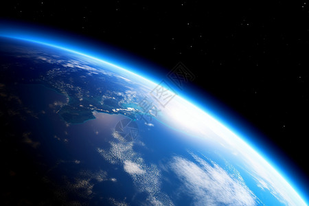 蓝色的星球太空日出高清图片