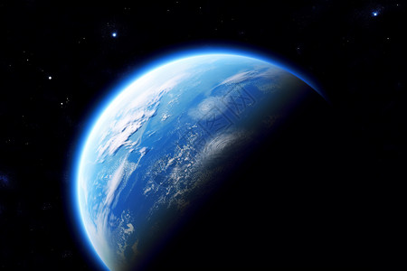 扁平风蓝色星球来自太空的蓝色星球背景