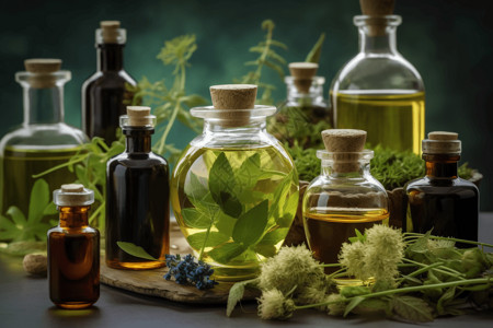 现代医学的草药酊剂背景图片