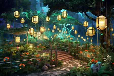 梦幻环保花园背景图片