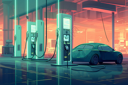 未来汽车充电站图背景图片