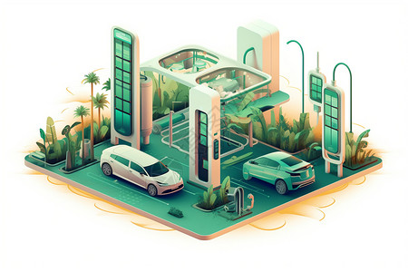未来城市充电站构想图背景图片