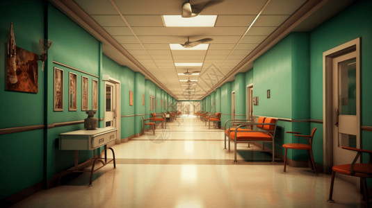 空荡无人的医院走廊图片
