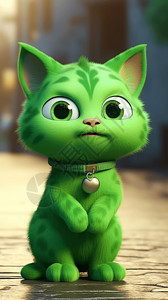 绿色可爱的猫咪图片
