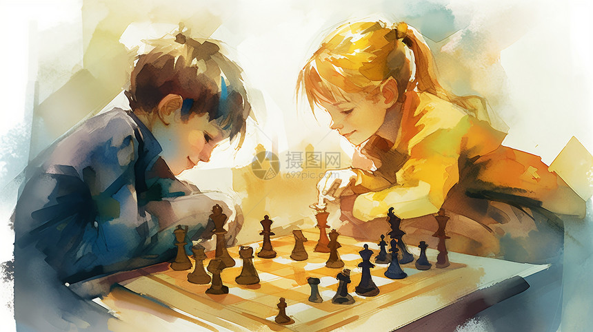 玩象棋的孩子们图片