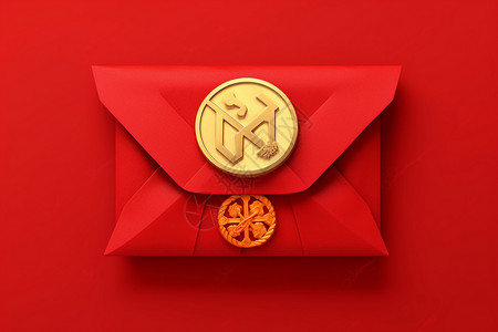 金牌设计素材中国红信封背景