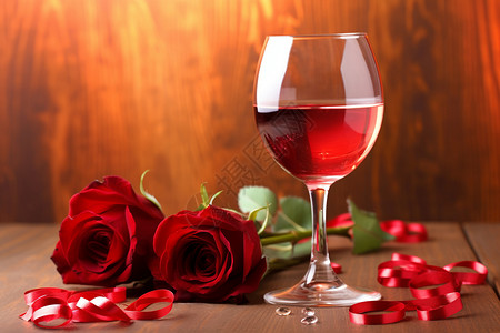 庆祝情人节的红酒图片