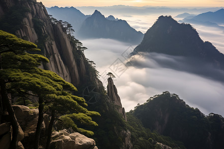 冲上云霄的山脉背景图片