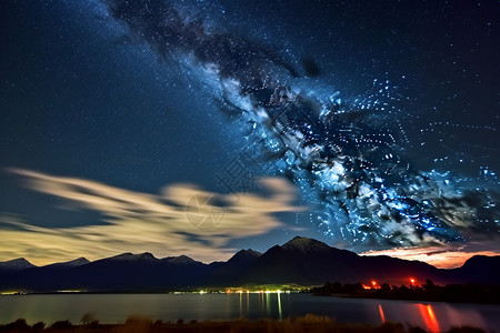 高清烟花素材新西兰，星空，银河系，长时间曝光，高清背景