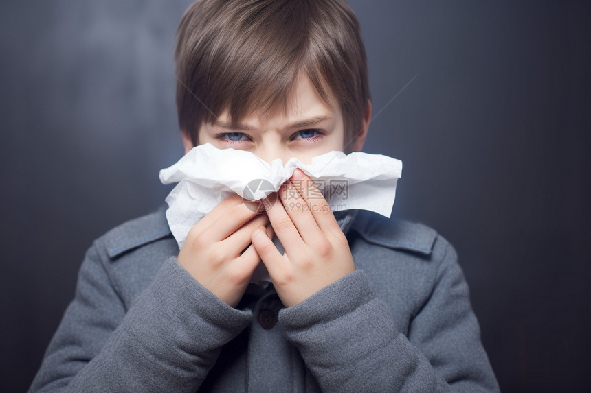 感染流感的男孩图片