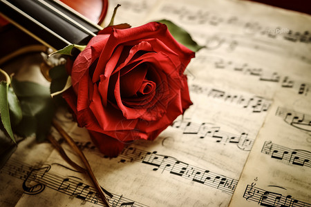 乐谱音符乐谱上的玫瑰背景
