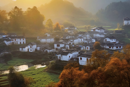 农村的村庄建筑物图片