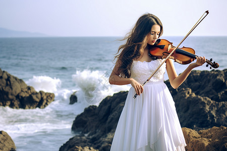 拉小提琴的女人背景图片
