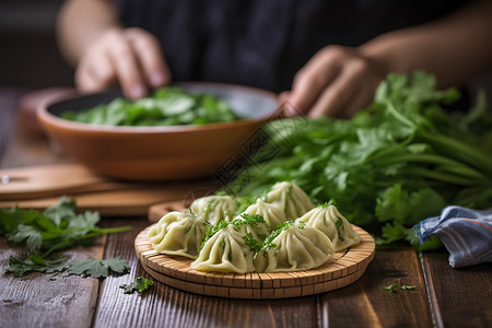 传统的包饺子调馅图片