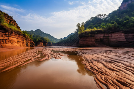 河床石红石公园的河流背景