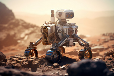 外星星球上的科技机器人背景图片