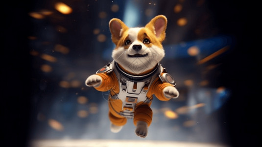 短腿柯基犬柯基犬穿着太空服设计图片