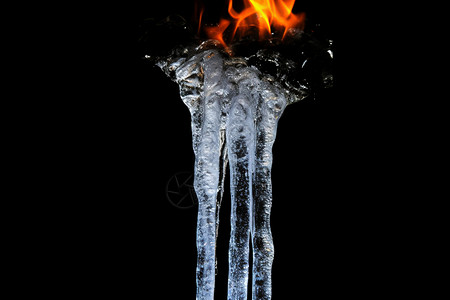 冻结的冰柱和火焰背景图片