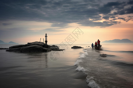 波澜壮阔海滩波澜壮阔的海景背景