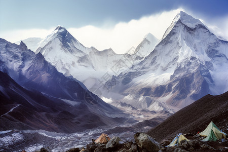 巍峨耸立的雪山背景图片