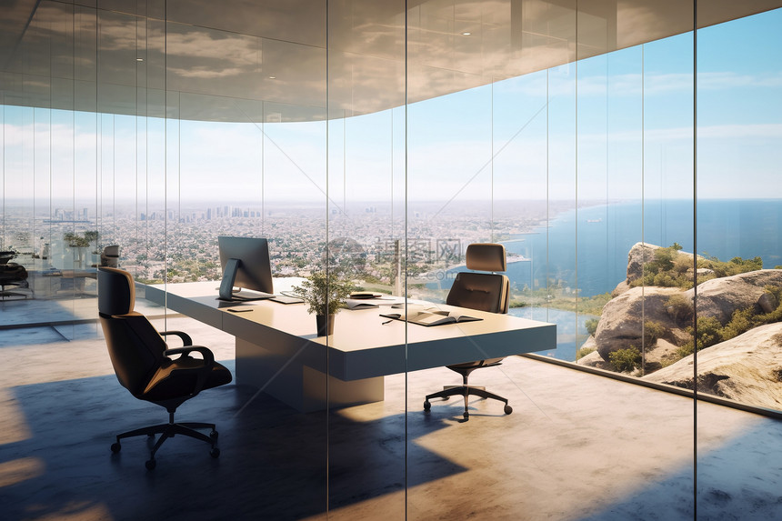现代简约透明玻璃办公室图片