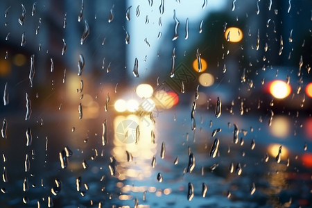 暴雨中城市的雨滴高清图片