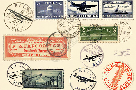 邮政航空运八复古的邮票背景