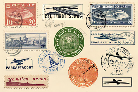 复古传统的邮票图片